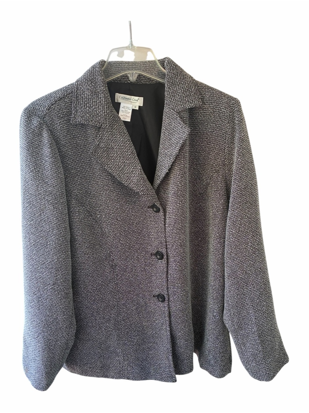 Coldwater Creek Women's Black Toned Tweed Blazer-Size 1x